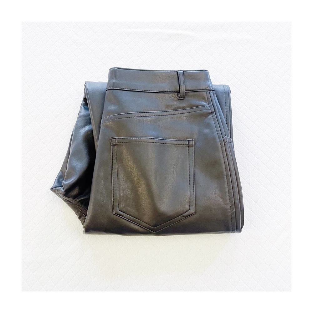 Zara Black Faux Leather Pants Jogger Style Pocket Detailing SZ02 NWOT